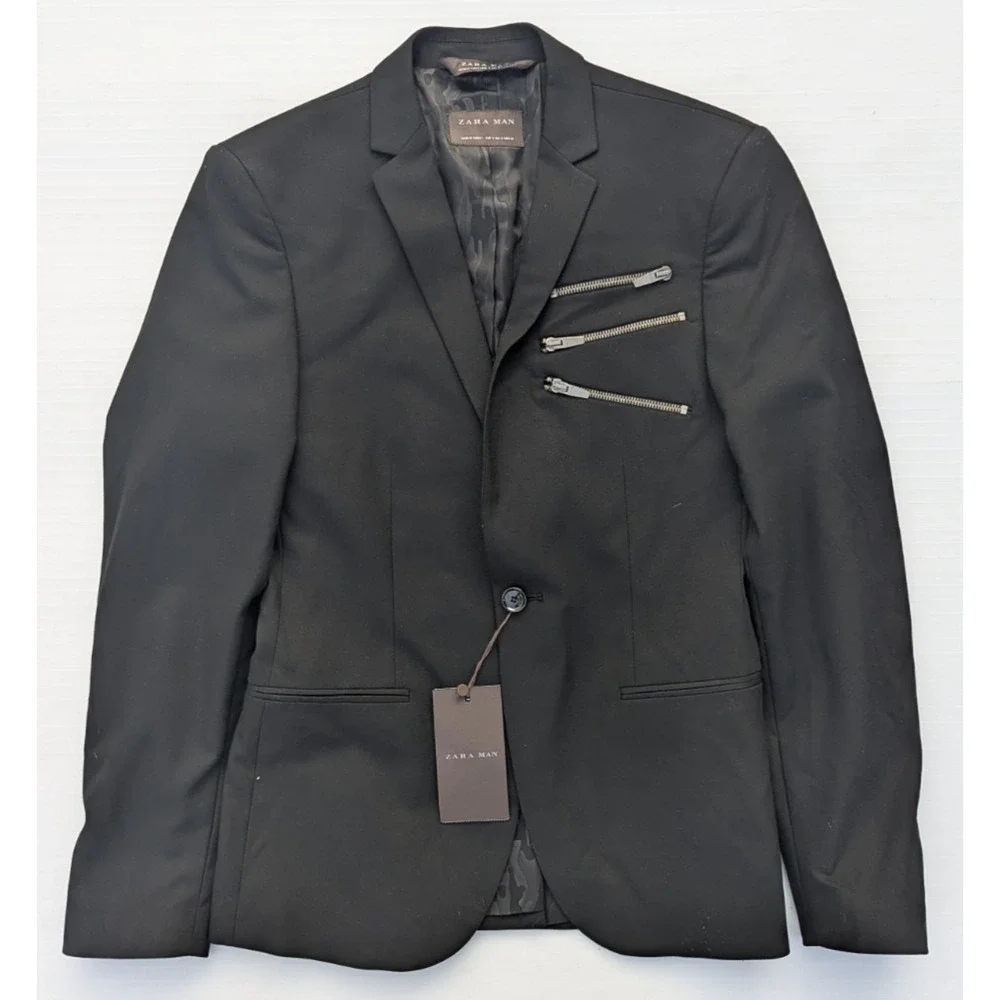 Zara Man Jacket Blazer Black Size S - Picture 12 of 16